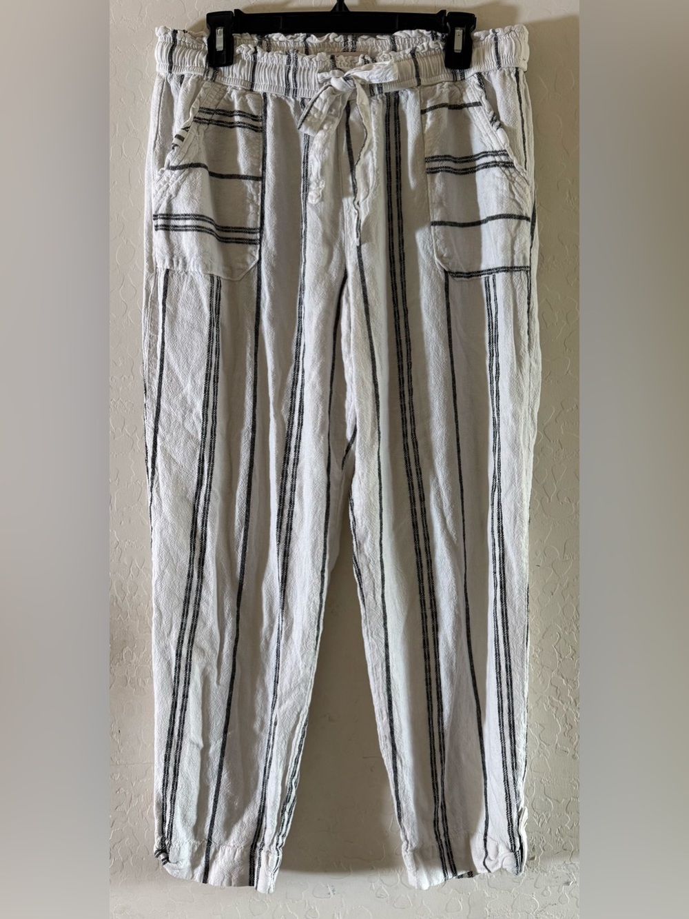 Sincerely Jules, XL, linen-blend striped jogger pants